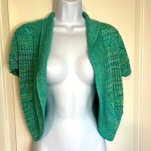 Old Glory Teal Short Sleeve Open Sweater Cardigan
